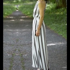 Like New LOFT tasseled halter top striped dress